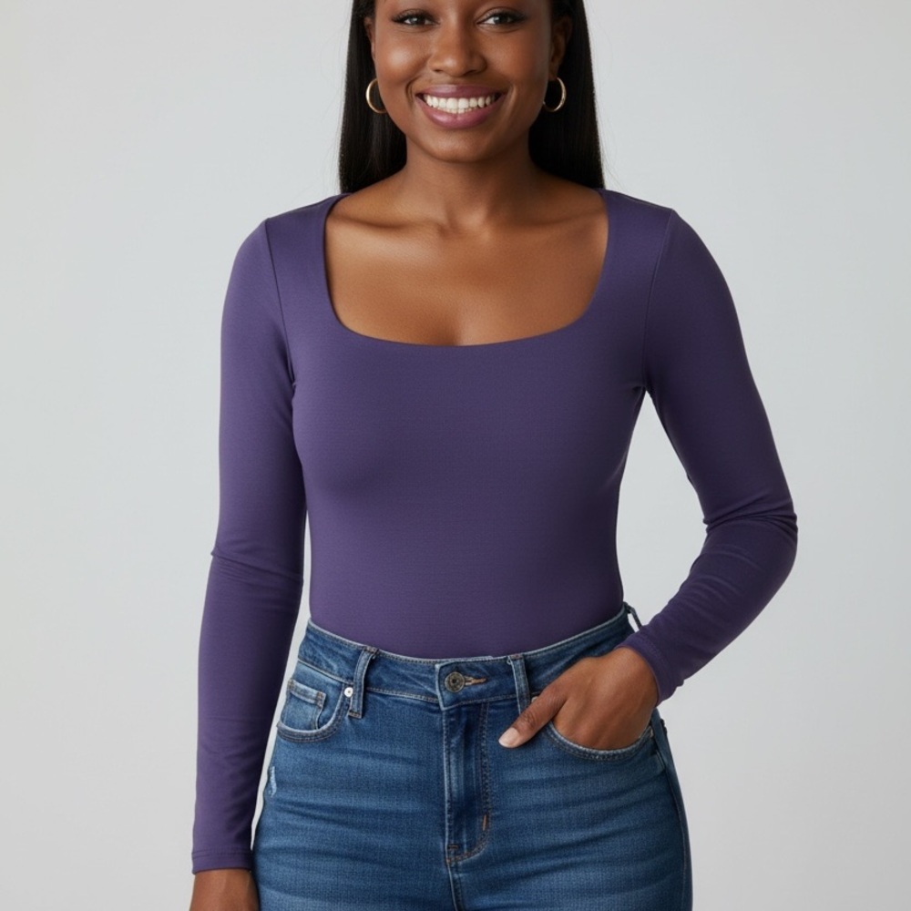 Stylish Long Sleeve Blue Bodysuit
